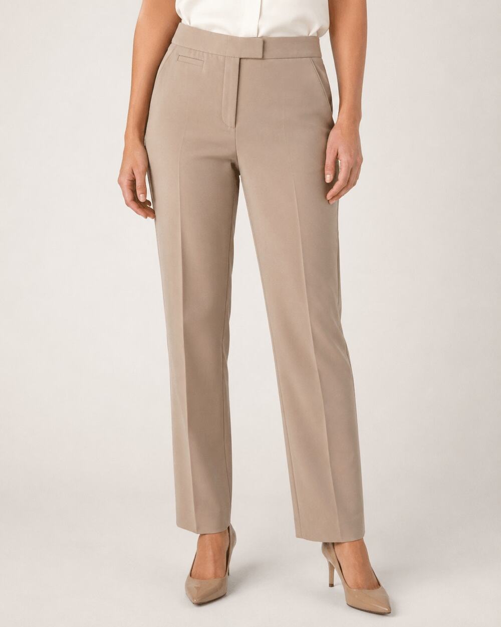 Investments Petites Tan Stretch Straight Leg Dress Pants Women’s Size 8P Career